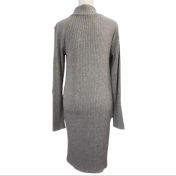 ARITZIA WILFRED FREE MARIE LIGHT GREY MOCK NECK LONG SLEEVE KNIT SWEATER DRESS - Picture 3 of 10